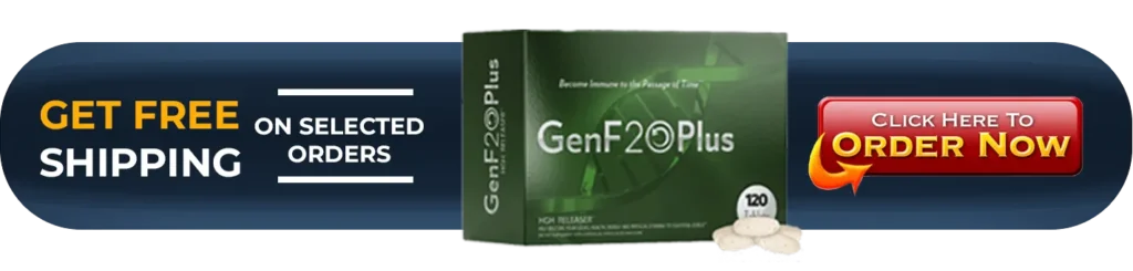 GenF20 Plus clinical human growth hormone secretagogue supplement box and capsules packaging