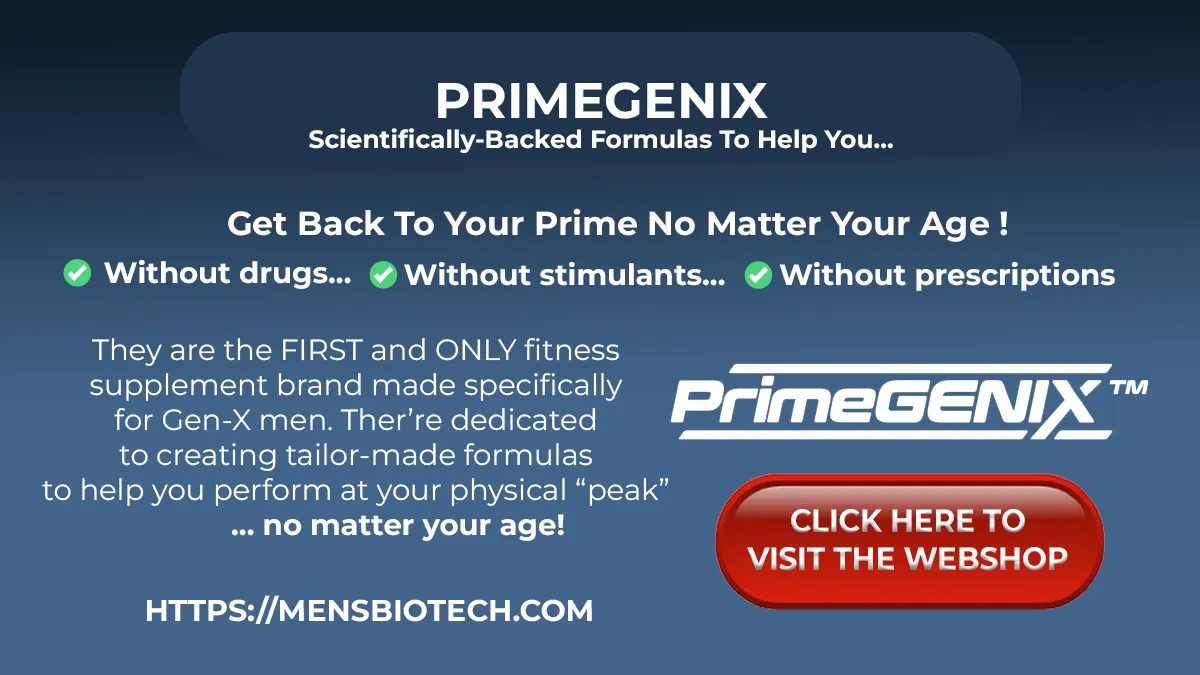 PrimeGENIX authorized male metabolic engineering brand banner showcasing patented free testosterone boosters